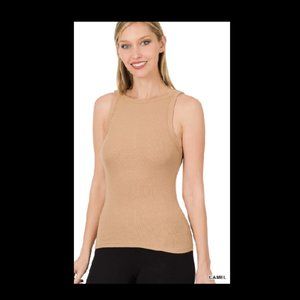 Zenana Ultra Soft Ribbed Tank Top, Camel
